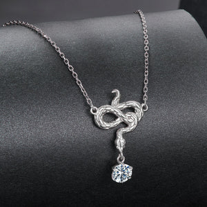 925 Sterling Silver Moissanite 0.50 Carat Necklace with CZ Pavé Setting in White Gold, 40+5cm for Women