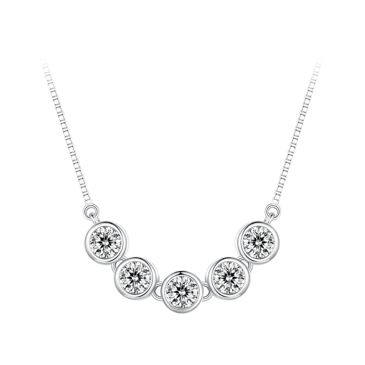 925 Sterling Silver 4mm Moissanite Plated Platinum Necklace for Women