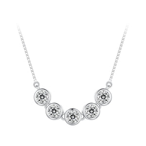 925 Sterling Silver 4mm Moissanite Plated Platinum Necklace for Women