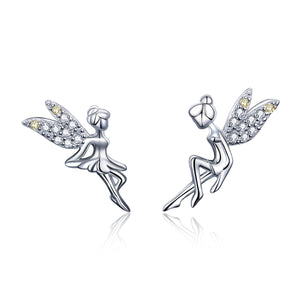925 Sterling Silver Stud Earrings with CZ, 1.2 x 1.5cm & 1.5 x 0.9cm, Women