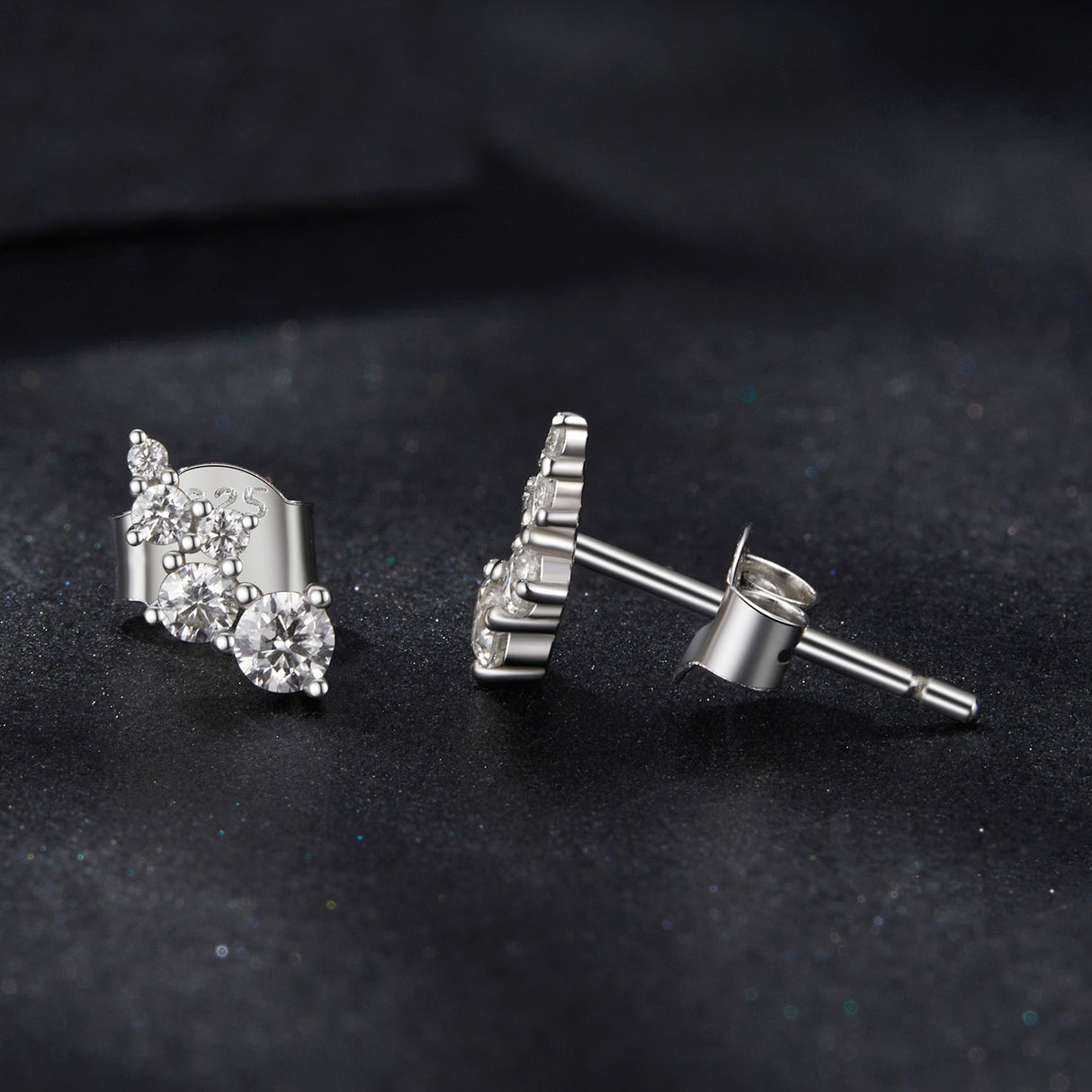925 Sterling Silver Moissanite Earrings with White Gold Plating for Women