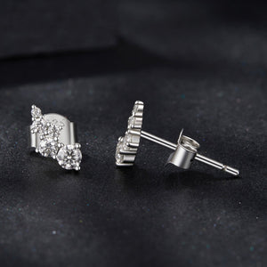 925 Sterling Silver Moissanite Earrings with White Gold Plating for Women