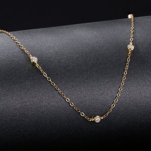 925 Sterling Silver White Gold Plated Adjustable Moissanite Necklace for Women