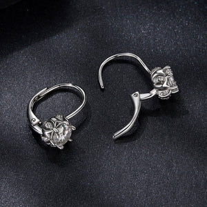 925 Sterling Silver Moissanite Earrings with CZ in White Gold, 1.8cm for Women