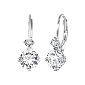 925 Sterling Silver Moissanite Earring with Pavé Setting, 6.5mm, for Women