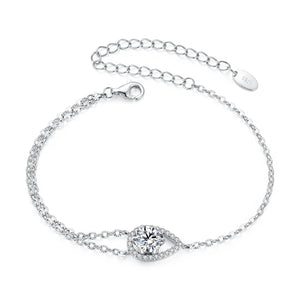 925 Sterling Silver Moissanite Bracelet with Pavé Setting 15+6cm for Women
