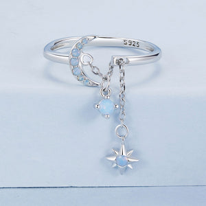 925 Sterling Silver Nano Opal Stone Ring for Women