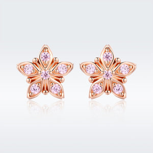 925 Sterling Silver Rose Gold Plated Pavé Setting CZ Earrings