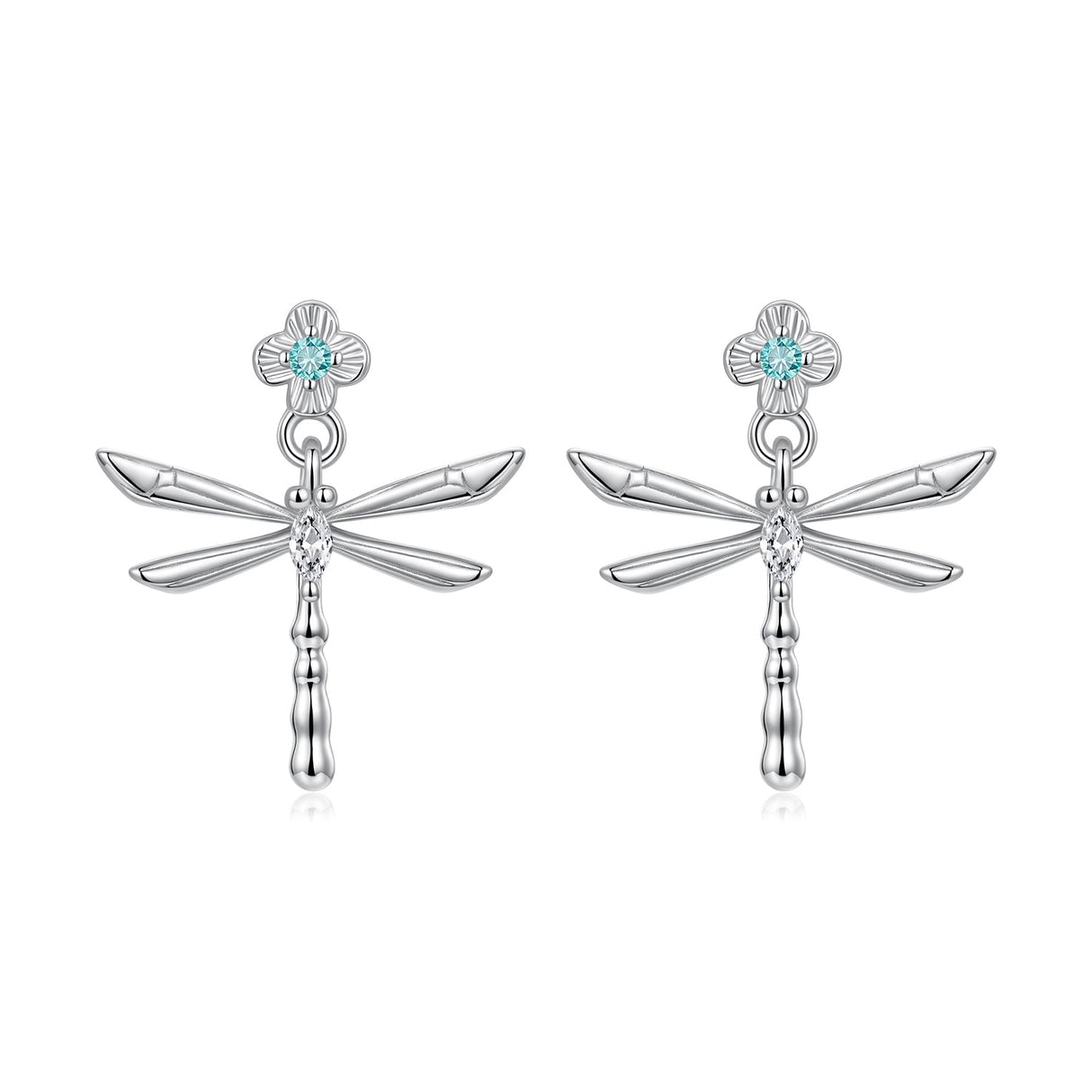 925 Sterling Silver Earrings with Pavé Setting CZ and Transparent Glass