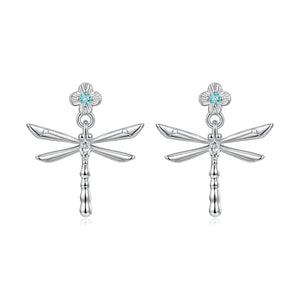 925 Sterling Silver Earrings with Pavé Setting CZ and Transparent Glass