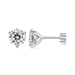 925 Sterling Silver Moissanite Earring 0.7cm White Gold Plated for Women