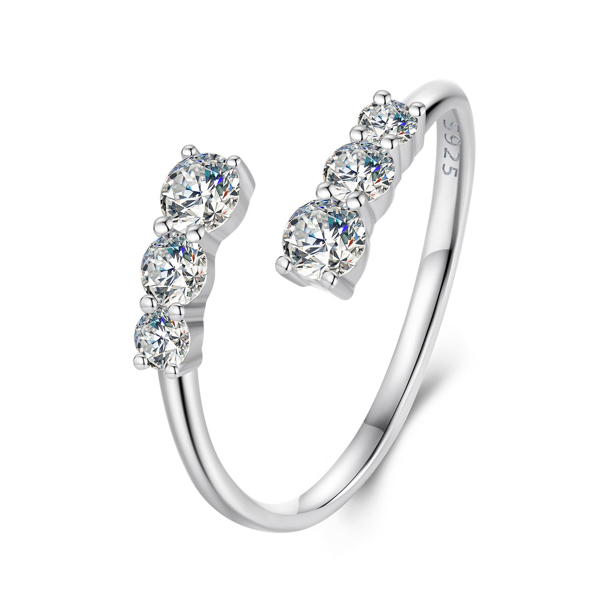 925 Sterling Silver Moissanite Ring for Women - Size E - Plated White Gold