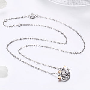925 Sterling Silver Necklace, Length 38-45cm, Pendant 1.2*1cm, for Women