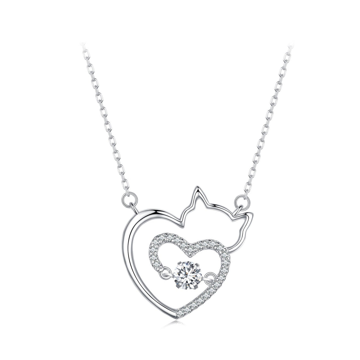 925 Sterling Silver Necklace with 19*18mm Pavé Setting CZ Pendant