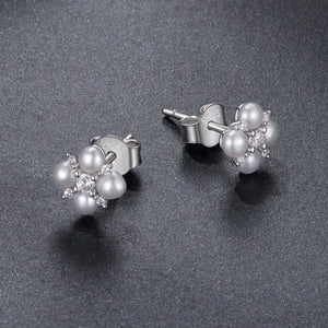 925 Sterling Silver 0.05ct Moissanite & Freshwater Pearl Earrings for Women