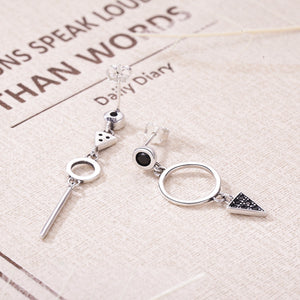 925 Sterling Silver Oxidized Pavé Setting CZ Earrings