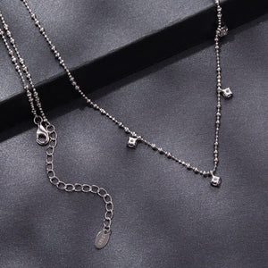 925 Sterling Silver 0.10ct Moissanite Necklace in White Gold, 40+5cm Chain for Women
