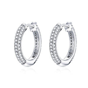 925 Sterling Silver & Plated Platinum Pavé Setting CZ Earrings