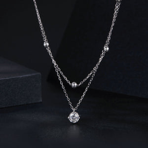 925 Sterling Silver Plated Platinum 5.0mm Moissanite Necklace for Women