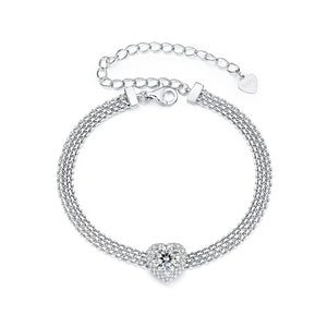 925 Sterling Silver & 1 Carat Moissanite & CZ White Gold Plated Bracelet for Women