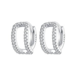 925 Sterling Silver Earrings with White Gold Plating and Pavé Setting CZ for Women