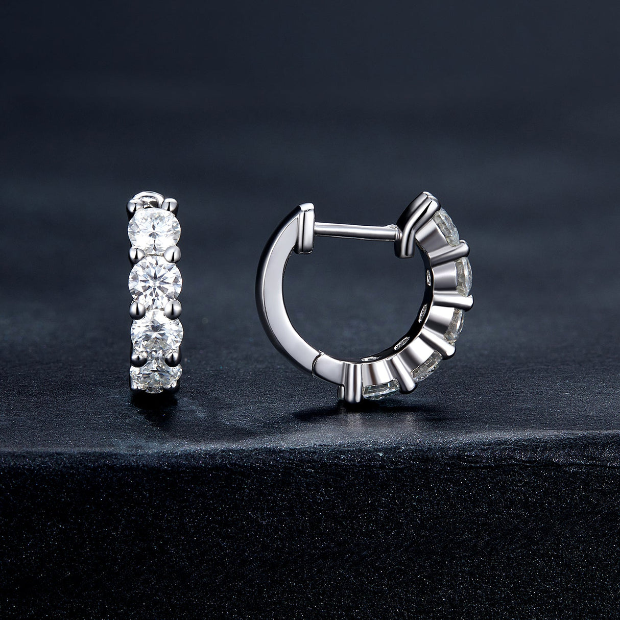 S925 Sterling Silver Moissanite Earrings, 1.3cm, Platinum Plated, for Women