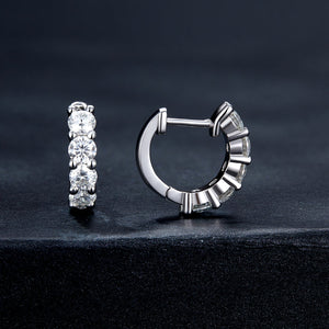 S925 Sterling Silver Moissanite Earrings, 1.3cm, Platinum Plated, for Women