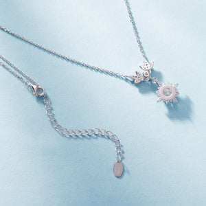 925 Sterling Silver Moissanite Pendant Necklace with Pavé Setting in White Gold - 40+5cm for Women