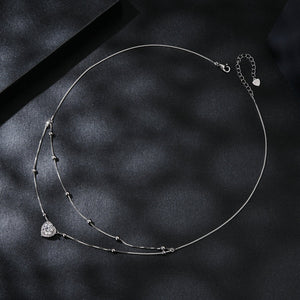 925 Sterling Silver 6.5mm Moissanite Necklace with Pavé Setting for Women