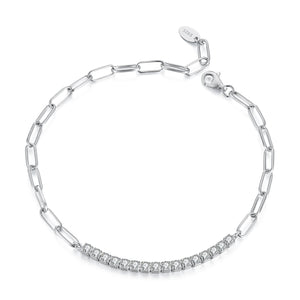 925 Sterling Silver + Moissanite White Gold 21cm Bracelet for Women