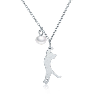925 Sterling Silver 0.6 Carat Pearl Necklace for Women