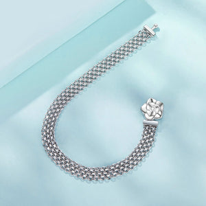 925 Sterling Silver and Platinum Plated 17.0 cm Pavé Setting CZ Bracelet for Women