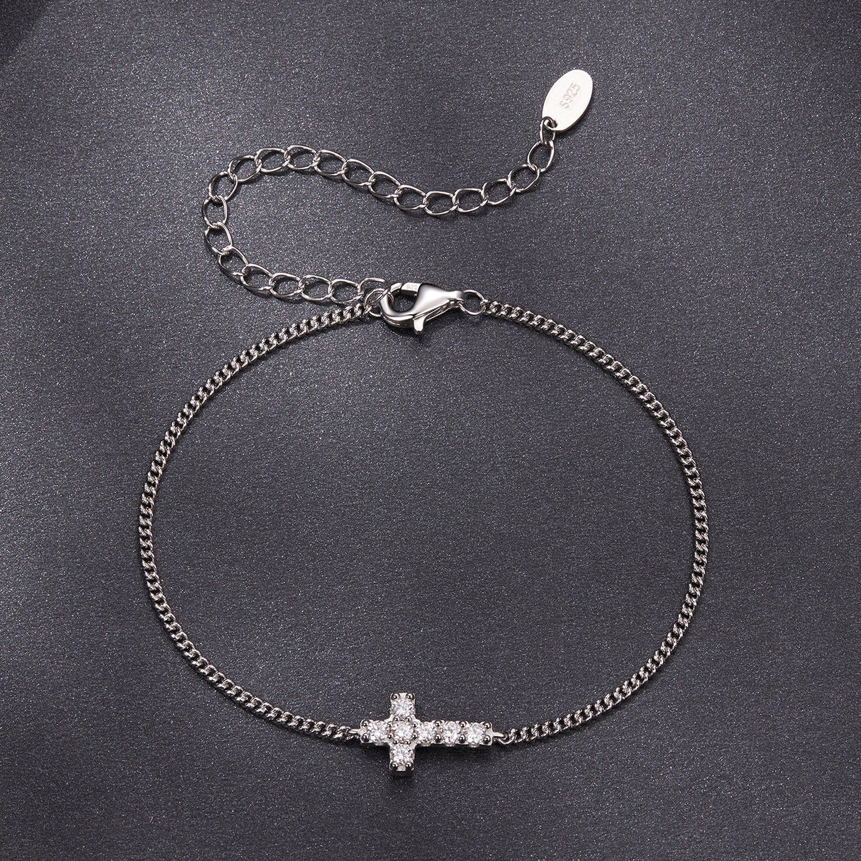 925 Sterling Silver Moissanite Bracelet 15+6cm, Plated White Gold, for Women