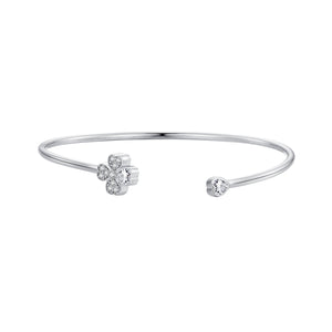 925 Sterling Silver Bracelet with Pavé Setting CZ, Inner Diameter 550mm, 2.0mm Wide, Unisex