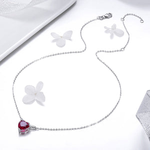 925 Sterling Silver Adjustable Necklace 37-45cm with 1.4*2cm Pendant for Women