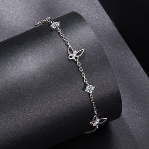 925 Sterling Silver White Gold Plated Bracelet with Moissanite, 15+6cm, for Women