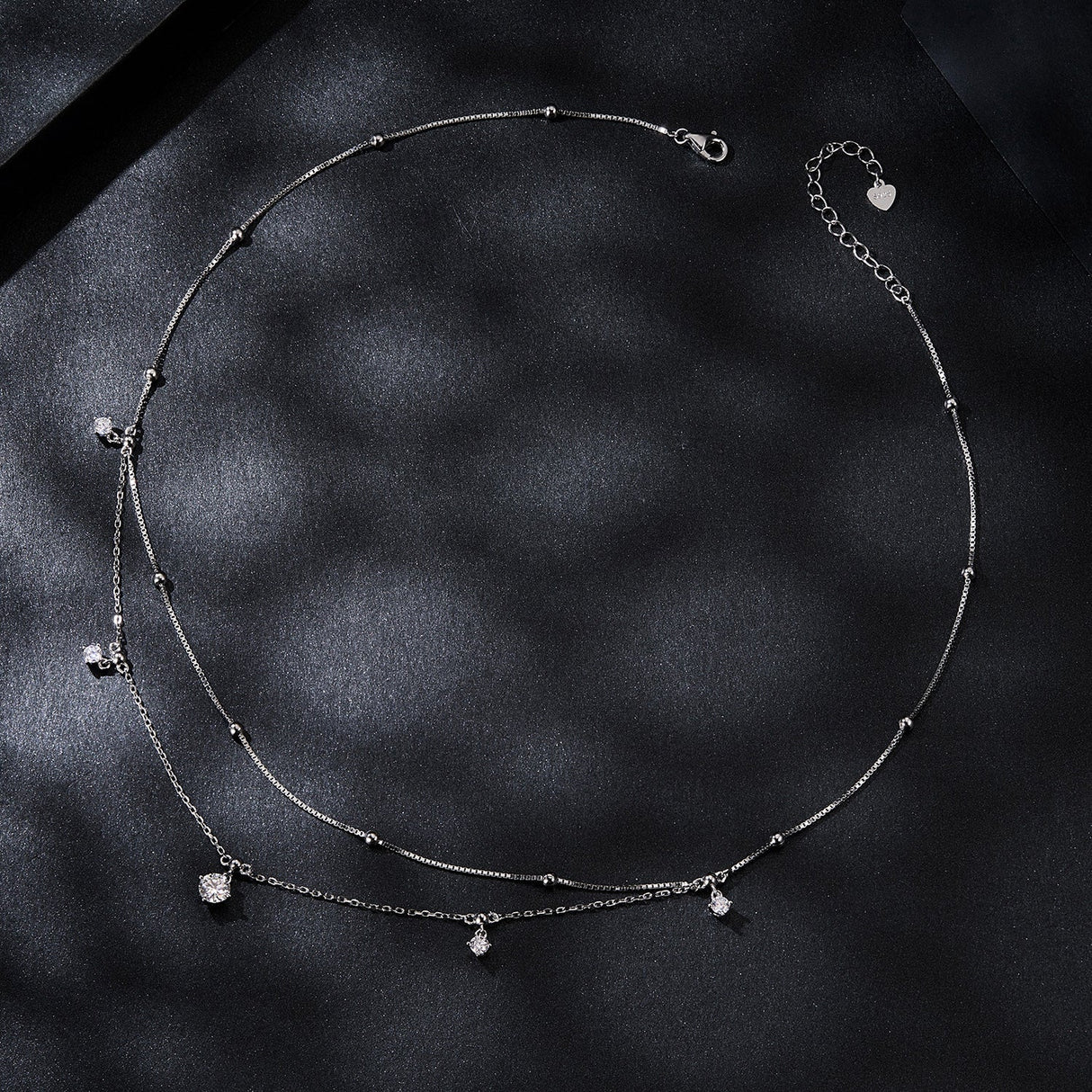 925 Sterling Silver Plated White Gold Moissanite Necklace 400+50mm for Women