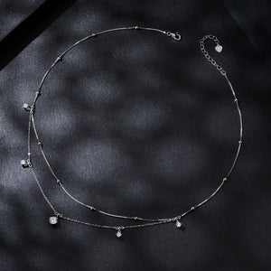 925 Sterling Silver Plated White Gold Moissanite Necklace 400+50mm for Women