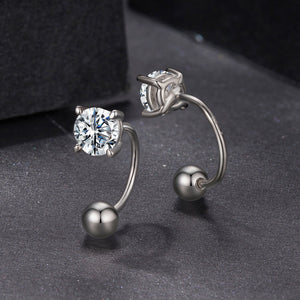 925 Sterling Silver Moissanite 0.1ct Earrings 1.3cm for Women
