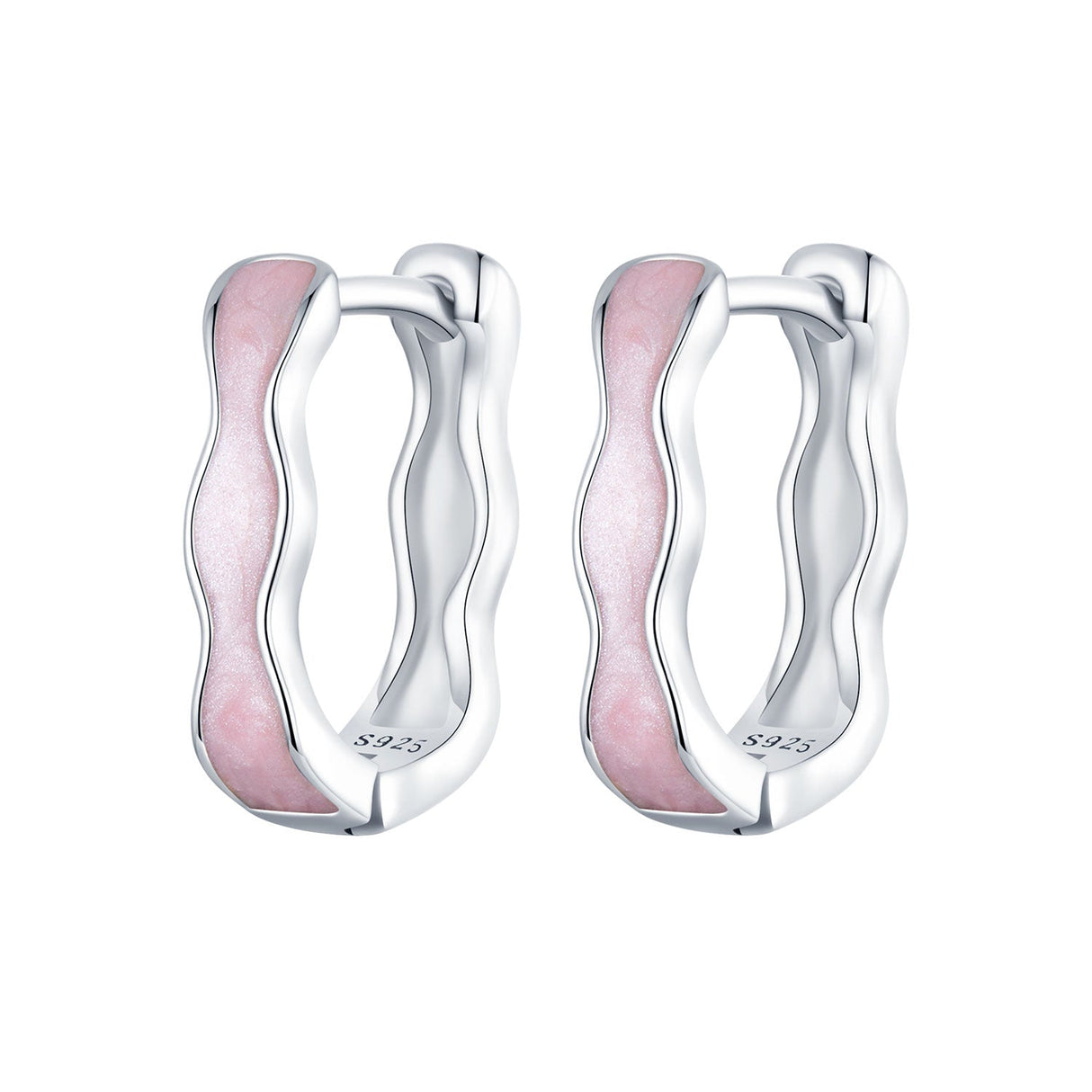 925 Sterling Silver Earrings with Enamel in White Gold Finish - 13*3mm for Women
