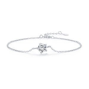 S925 Sterling Silver Moissanite Bracelet 15+3cm for Women