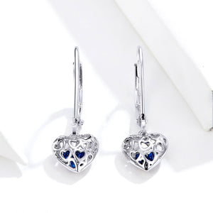 925 Sterling Silver Earrings with CZ and Platinum Plating, 2.3*0.8 cm