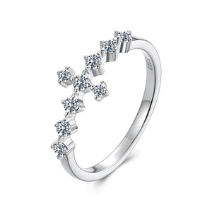 925 Sterling Silver Moissanite 0.15-0.20 Carat Ring for Women, Size 6