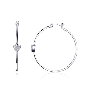 925 Sterling Silver Earrings with CZ, Size 3.8*0.6cm, Women's Jewelry