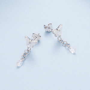 925 Sterling Silver & Brass Earrings with White Gold Plating, 2.0x0.8cm for Women