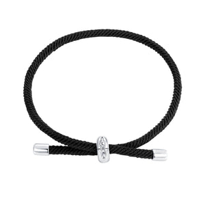 925 Sterling Silver and White Gold Plated Rope Bracelet for Men