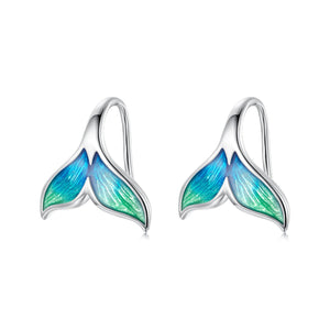 925 Sterling Silver White Gold Plated Enamel Earrings for Women