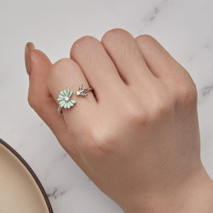 925 Sterling Silver Enamel CZ Plated Platinum Ring