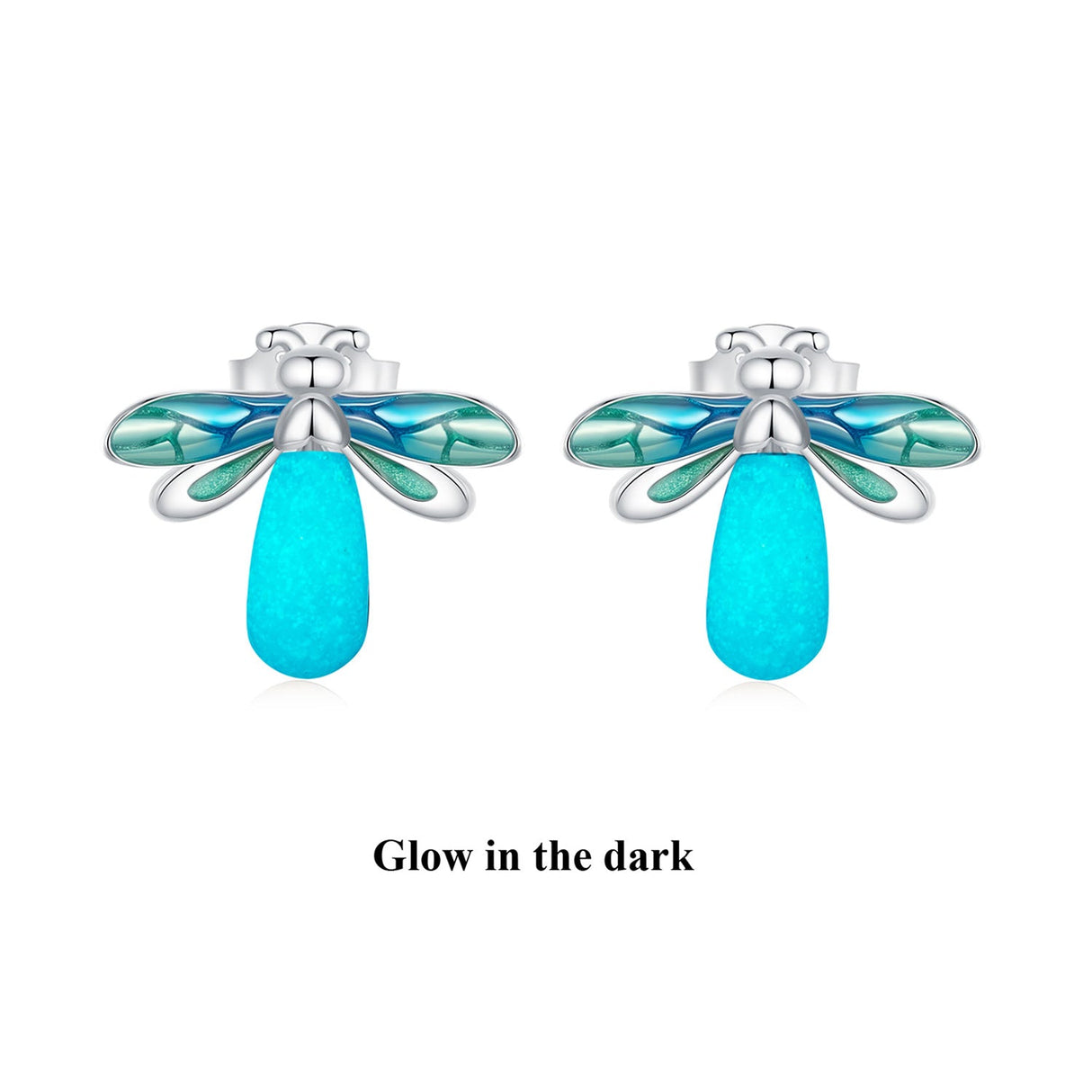 925 Sterling Silver Earrings with Luminous Stone in 10x12mm