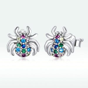 925 Sterling Silver Earrings with Pavé Setting CZ, Oxidized Silver, 0.7*0.8 cm for Women